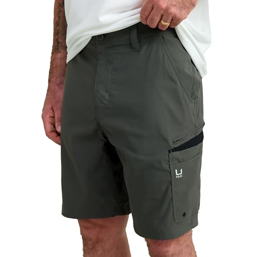 HUK Men's Icon Performance Fishing Shorts, UPF 50+ Sun Protection, Quick-Dry, Stain-Resistant, 9” Inseam, Multiple Pockets