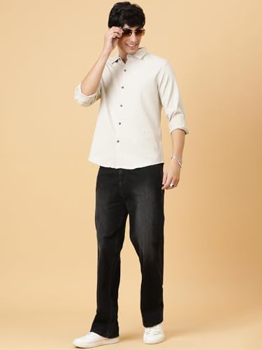 Image of KOTTY Men's Textured Casual Shirt - Long Sleeve||Button-Down Collar||Classic Fit