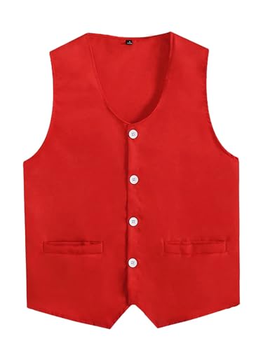 Alvivi Chaleco de Trabajo para Hombro y Mujer Chaqueta de Traje y Blazer Chaleco de Vestir Uniforme de Camarero para Supermercado Empleado y Voluntario M-3XL Rojo M