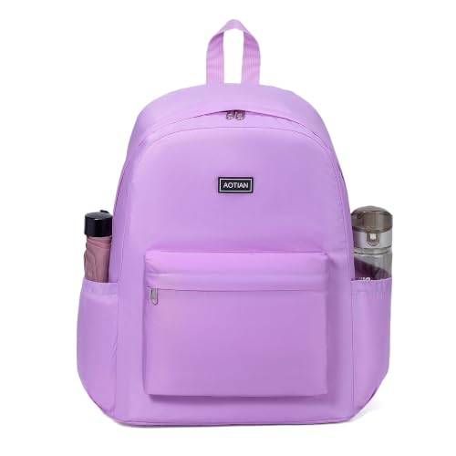 Image of AOTIAN Durable 17-Inch Water-Resistant Nylon Backpack - Lightweight Daypack for Men & Women, Perfect for Travel, Camping & Outdoor Adventures, Light Purple