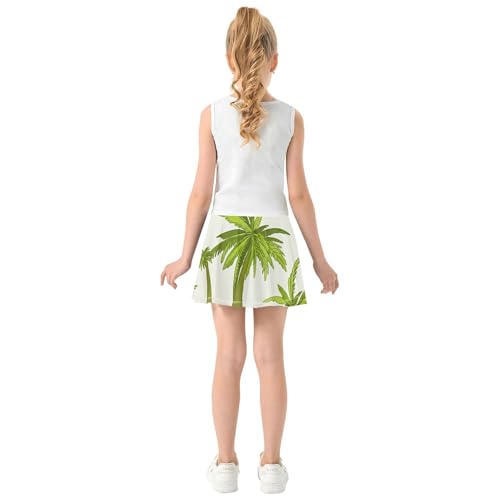 Joisal Girls Skorts Athletic Shorts Tennis Skirts Toddler Toddler Flowy Skort Green Palm Trees Beige 3t4