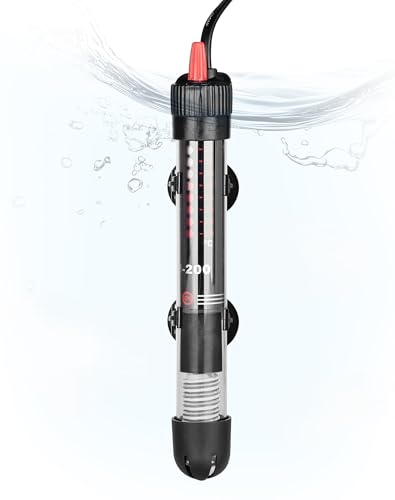 LUNEKUCK Calentador Sumergible para Acuario 25W | Vidrio de Cuarzo Resistente, Termostato Ajustable 20 34°C para Peceras y Tanques de Tortugas 10 30L