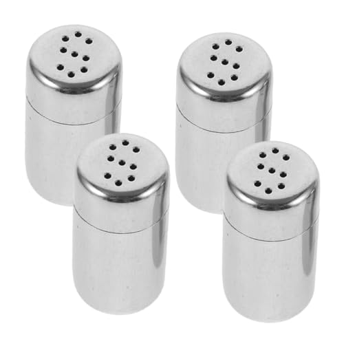 Cabilock 4 Piezas Pimentero Cama Nido Recipiente De Azúcar Con Tapa Azucarero Mini Salero Recipiente De Sal De Metal Recipiente De Pimienta De Metal Salero Metal Plata Acero Inoxidable