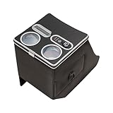 CRAFTWORKS（クラフトワークス）スペーシア コンソールボックス MK54S MK94S コンソール ボックス ギア カスタム センターコンソール アームレスト ブラック カップホルダー 内装 収納 小物入れ 収納 ドリンク スマホ ホルダー LED ワイヤレス 充電 新型 (ワイヤレス充電有, シート下)