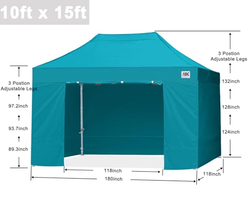 Image of ABCCANOPY Commercial Pop Up Canopy Tent with Sidewalls 10X15,Turquoise