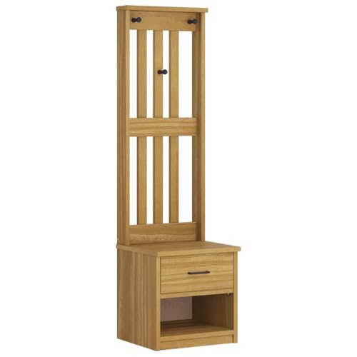 vidaXL Portemanteau SANDNES 45x40x159,5 cm bois massif pin, banc de couloir, meuble de rangement de couloir, rangement à chaussures de couloir