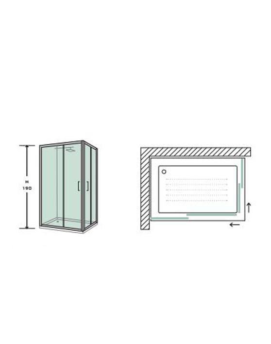 Hydra Box Doccia angolare Porta Scorrevole 80x80 cm Trasparente Altezza 190 cm Serie f