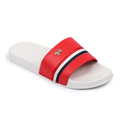 Image of PERY-PAO Sliders Mens White, Black, Red, Sky blue Solid Design Flip Flop & Slippers