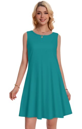 Image of Summer Dresses for Women Beach Boho Sleeveless Vintage Floral Flowy Pocket Tshirt Tank Sundresses 2026