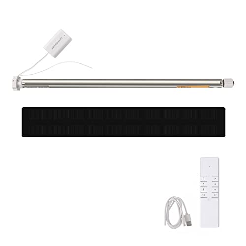 Zigbee Rechargeable Roller Shade Motor for 17/25/28mm Tube, Smart Blinds Motor Automatic Curtain Opener with App/Voice/Remote Control, Tuya Zigbee hub is Required (1-Channel Remote with Solar Panel)
