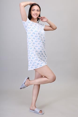 Image of CAMEY Printed Knee Length Nighty|Loungewear|Nightwear|Sleepwear|Home Wear Short Nighty for Women
