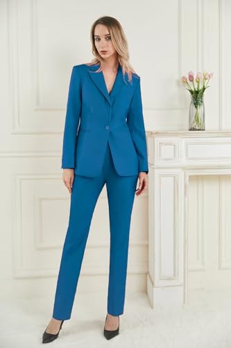 Women's 2 Piece Tuxedo Suit Set Notched Lapel One Button Slim Fit Business Office Worksuit2
