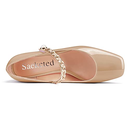 Saekcted Women Chunky Block Low Heel Square Toe Mary Jane Pumps Slip-on Classic Dress Wedding 2.0 Inches Heels Shoes4