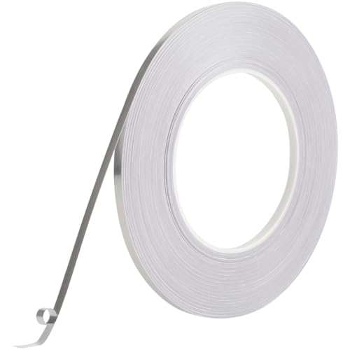 GORGECRAFT Cinta de Poliéster Metalizada Plateada de 50 m X 5mm Cinta Decorativa Metálica Cepillada Autoadhesiva para Molduras de Espejos Tiras de Sellador de Azulejos Despegables Y Adheribles para Ma
