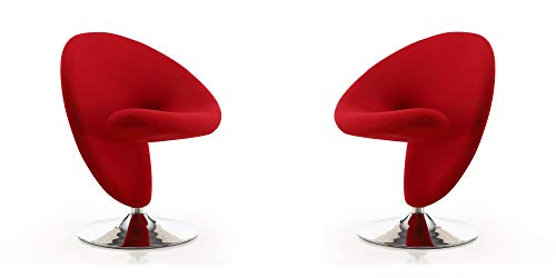 Manhattan Comfort Curl Swivel Accent Chair Set of 1 with 360° Turn, Fully Assembled, Upholstered in Wool Blend, Modern Ergonomic Design with Polished Chrome Base, Set of 1, Red by Manhattan Comfort - Image 5