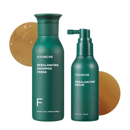 AYUNCHE Rebalancing Scalp Care Duo | Rebalancing Hair Serum & Rebalancing Shampoo Fresh | Hair Root Protection & Strengthening | Anti-Hair Loss and Anti-Thinning Shampoo | Korean Salon Brand