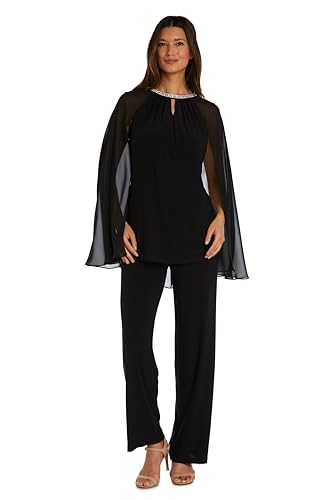 R&M Richards Formal Jumpsuit W/Rhinestone Neckline and a Capelet Tunic