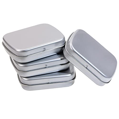 Image of Mini Skater Small Metal Portable Storage Box, Mini Rectangle Empty Hinged Tins with Lid, Home Organizer for Drawing Pin, Pills, Candies, Earring and Jewelry Craft, Silver Grey (4)
