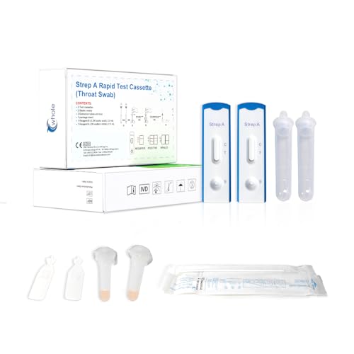 Strep A Antigen Home Self-Test Kit Rapid One-Step Test Strep A Throat Swab Cassette for Detection of Group A Streptococcal Antigen (2 Pack)