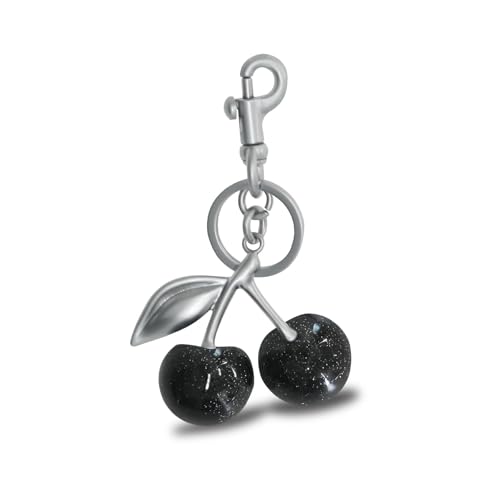 AICQREI Glitter Cherry Keychain - Cute Purse Charm & Bag Accessory, Hypoallergenic Steel With Resin Cherries, Gift For Women 7 thumbnail image