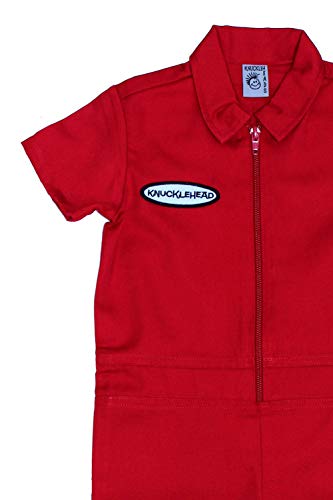 Knuckleheads Kids Monkey Coverall Mechanic Photoshoot Overall For Boys & Girls Jumpsuit Baby Outfit (Red 18 To 24 Months) #TOP1