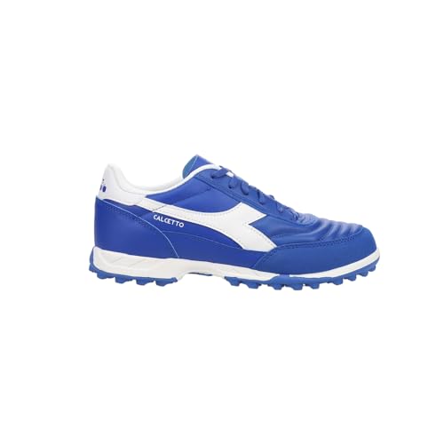 Diadora Calcetto Youth Turf Soccer Shoes - Soft Leather, EVA Midsole, Rubber Outsole, Unisex (Blue/White, US Footwear Size System, Big Kid, Numeric, Medium, 4.5)