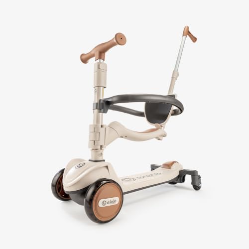 Potenza 4in1 Ebeveyn Kontrollü 5 Tekerlekli Çocuk Scooter Işıklı Oturaklı Kahverengi, Elsctpotenza-038