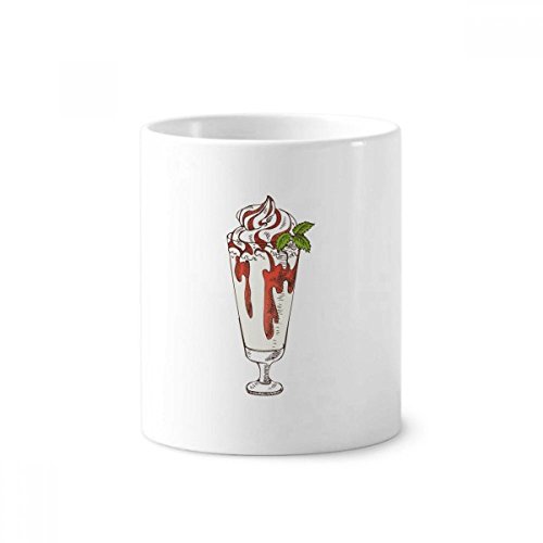 Tasse blanche céramique motif rouge feuilles gobelet pinceaux maquillage 350ml