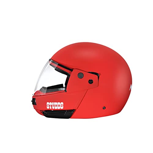 Image of Studds Ninja Pastel Plain Flip Up Full Face Helmet (Matt Sports Red, L)