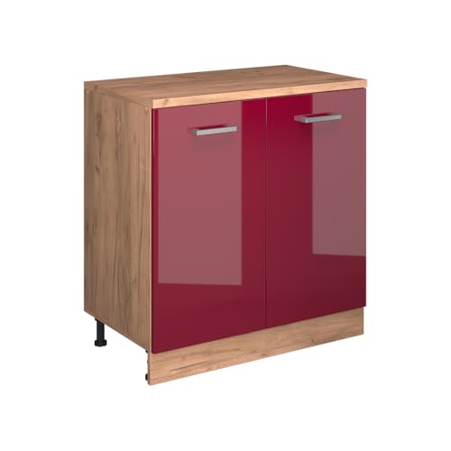 Vicco Meuble pour combles Rion, Rouge Brillant, 80x81.6cm sans Pente avec 2 Portes