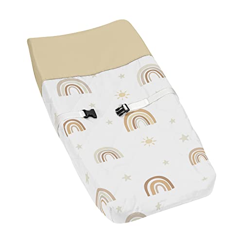 Image of Sweet Jojo Designs Neutral Boho Rainbow Girl Boy Unisex Baby Nursery Changing Pad Cover - Mustard Yellow Pumpkin Orange Bohemian Sunshine Modern Vintage Beige Gold Taupe Tan