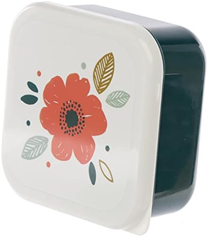 Puckator Pick Of The Bunch Poppy Fields Red Reusable Lidded Snack Pot Lunch Box Set of 3, BPA Free PVC, Work School Travel Home, Medium 4.5x10x10cm Large 5.5x11.5x11.5cm Xlarge 6x13.5x13.5cm