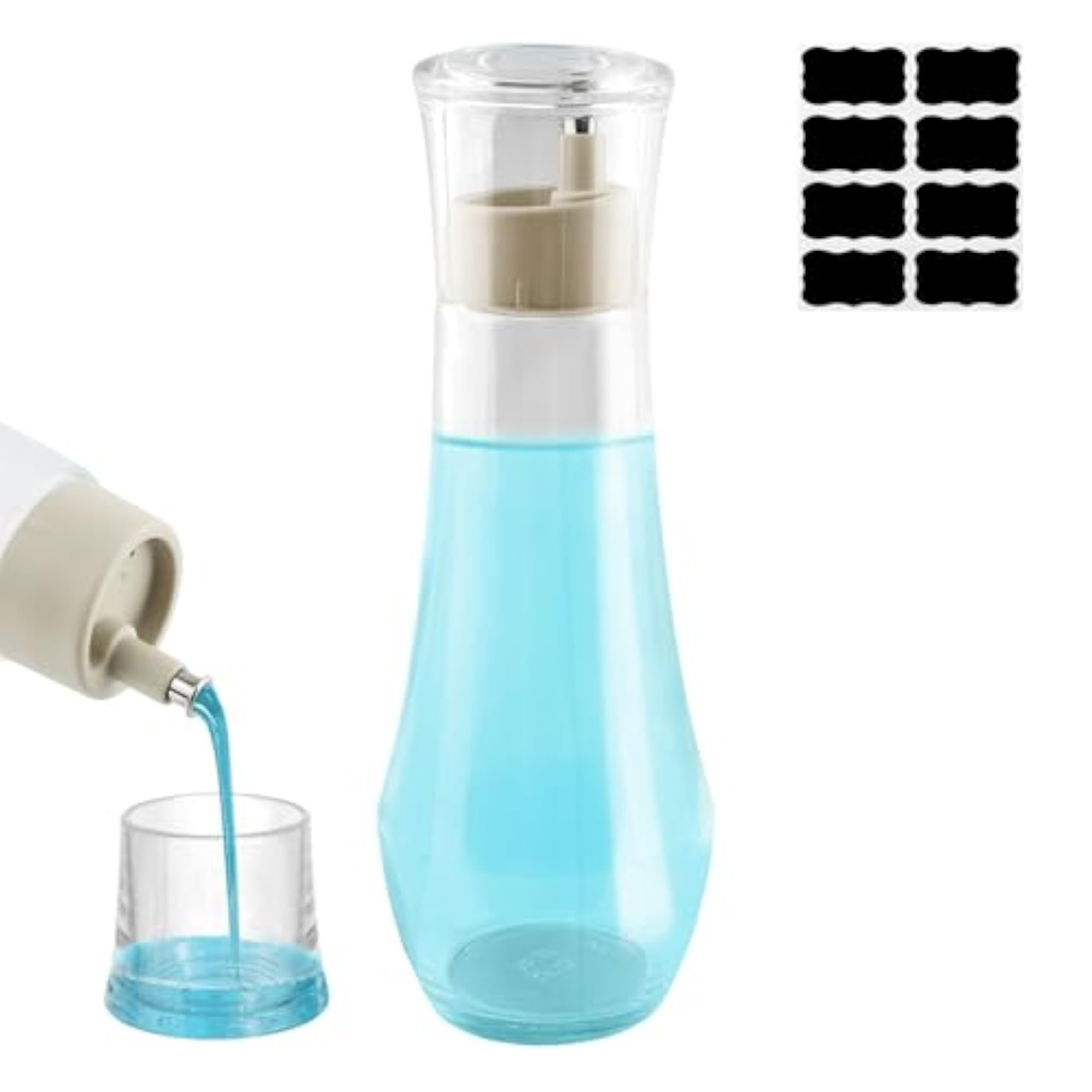Clear Glass Mouthwash Dispenser with Lid Cup, 250ml