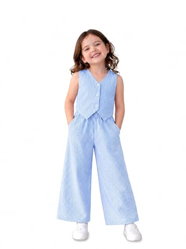 Image of Kidbea Girls 2-Piece Clothing Set, Cotton Sleeveless Vest Top & Leg Pant