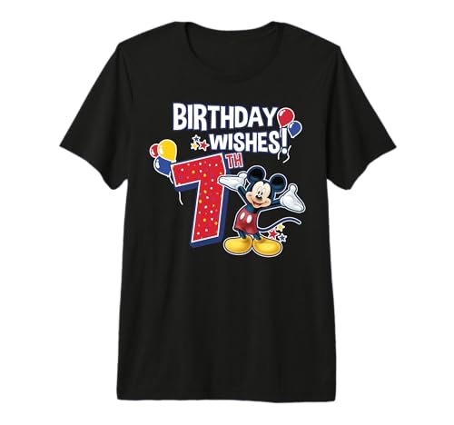 T-shirt Mickey Mouse 7 ans pour fûte d'anniversaire Disney