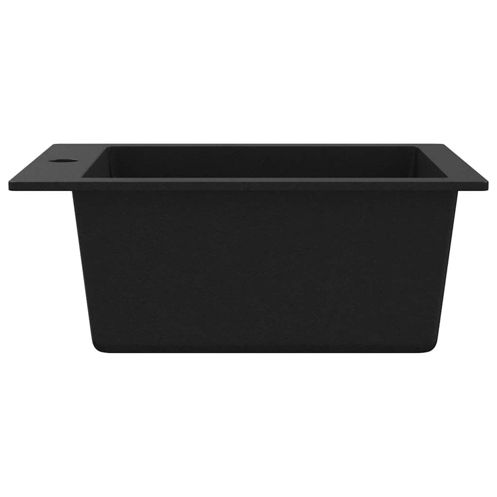 Fregadero De Cocina De Granito con Cubeta Extra Profunda, 80% Cuarzo y 20% Resina, Resistente y Compacto, kitchen sink, Fregadero Bajo Encimera, Apto Para Cocinas y Lavaderos, Negro, 425x500 mm