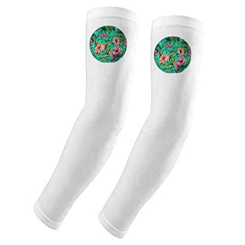 Housse de protection UV bras plantes manchette solaire respirante motif fleurs vert
