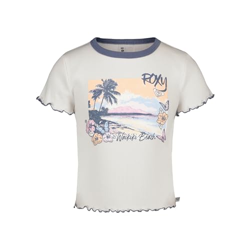 Image of Roxy Girls' Short Sleeve Snug Fit Ribbed Tee, Crew Neck Graphic T-Shirt, Soft & Comfortable