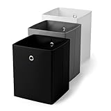 MUNTRADE Juego de Cajas Plegables Organizadoras – Cubos de Almacenamiento de Tela No Tejida, 30x30x45 cm, para Ropa, Juguetes y Accesorios – Colores Negro, Gris y Blanco (Pack 3 Unidades)