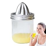Exprimidor manual | Exprimidor portátil – Tapa de exprimidor de frutas con tarro de vidrio, para bebidas de naranja y lima al aire libre picnic fiesta