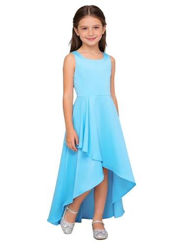 Robe cocktail sans manches pour fille en chiffon fluide et ajustement au dos