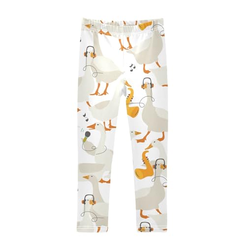 Geese with Musical Girls Leggings,Workout Leggings for Girls Toddler Athletic Leggings Size for 3-10T