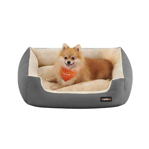 FEANDREA Hundebett, Hundekorb mit Wendekissen, 70 x 55 x 21 cm, grau PGW003G01