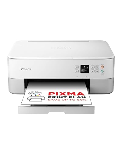 Canon Série PIXMA TS5351i Imprimante pour la Maison Tout-en-Un avec Écran OLED | sans Fil pour Une Impression Facile avec Un Smartphone | Imprimante Canon pour la Maison, Abonnement PIXMA Print Plan