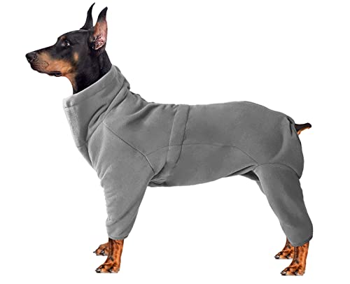 Kuscheliger Fleece-Mantel für Hunde, Vollkörper-Pullover mit vier Beinen, verstellbarer Hunde-Overall mit Reißverschluss, Winterkleidung ideal für Haustier-Hunde drinnen oder draußen, für kleine