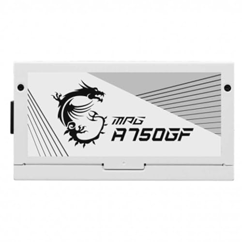 Image of MSI MPG A750GF White Gaming Power Supply - Full Modular - 80 Plus Gold Certified 750W - 100% Japanese 105C Capacitors - Compact Size - White Color ATX PSU