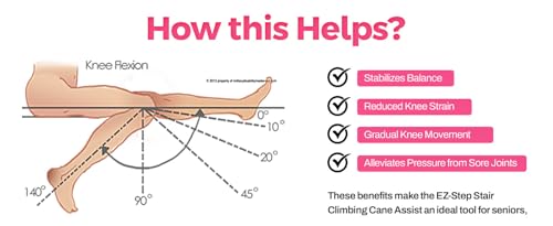 EZ-Step Stair Climbing Assist Cane – Stair Lift for Seniors, Mobile Stairlift, Half Step for Seniors, Portable Stair Lift for Elderly Pink