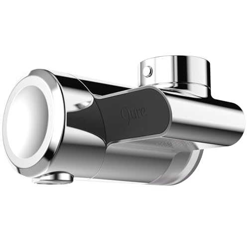 Image of Qure Skincare Bathroom Sink Filter Water Faucet for Skin, Reduces 99% Chlorine and Heavy Metals, Skin Hydration in 4 Weeks, Reduces Build-Up, Balances pH, Softer Skin & Hair - Silver