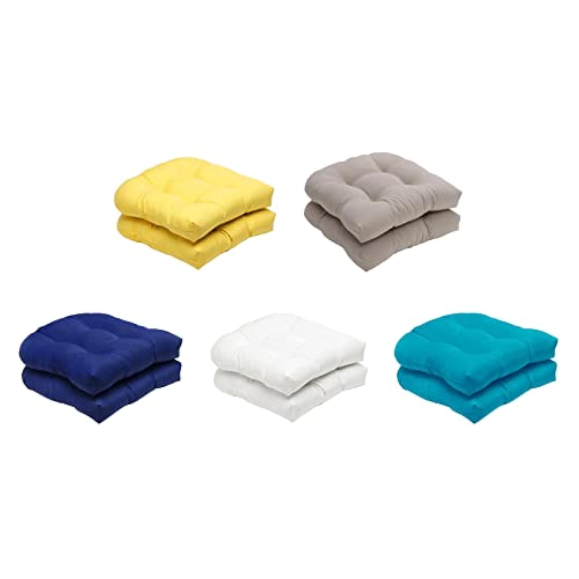2X Solid Color Tufted Pad Wicker Seat Cushions