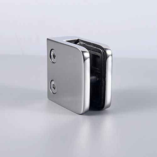 BOWSEN Heavy Duty Square Flat Back Glass Clamp 55 x 55 mm for Tempered Glass or Laminated Glass, Polished Finish(4pcs)
